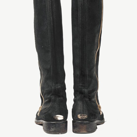 Jimmy Choo Doreen Black Rugged Suede Knee-High Boots - Picture 3 of 11